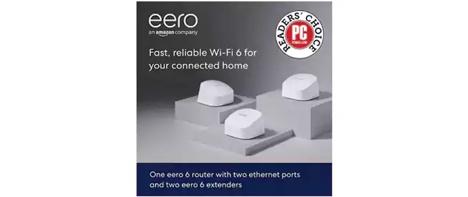 Amazon eero 6 dual-band mesh Wi-Fi 6 system with built-in Zigbee smart home hub 