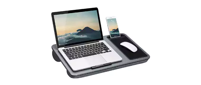 Home Office Lap Desk with Device Ledge, Mouse Pad, and Phone Holder