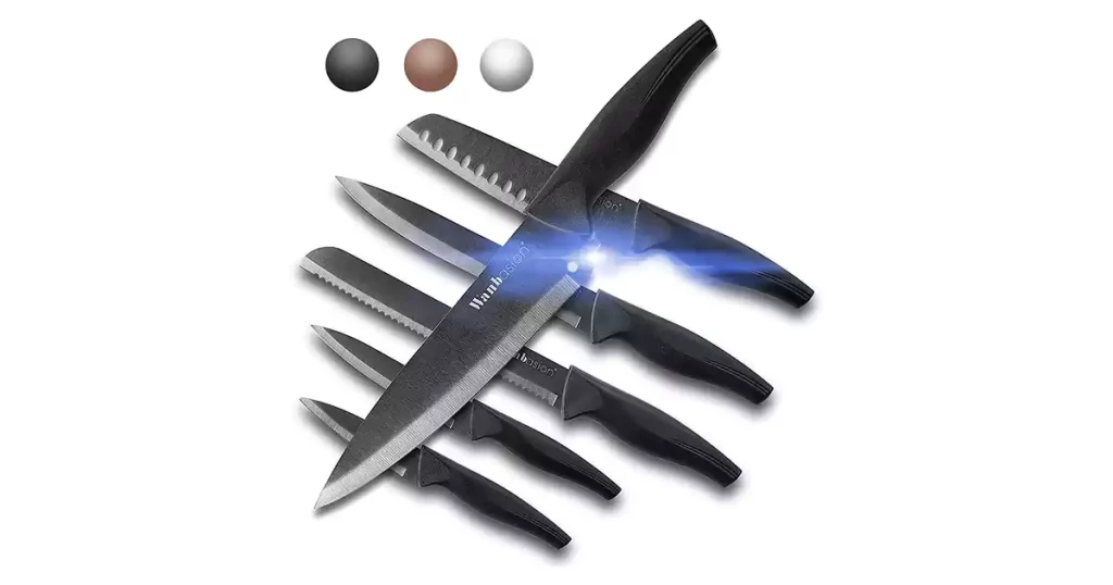 best knife for cutting vegetables Wanbasion Black Stainless Steel Knife Set