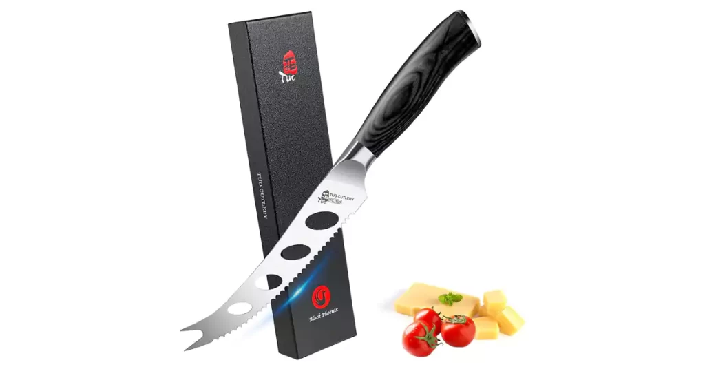 best knife to cut tomatoes TUO Tomato Knife - Cheese Knife 5 inch Cheese Slicer Fruit Veggie Slicing Knife Serrated Edge