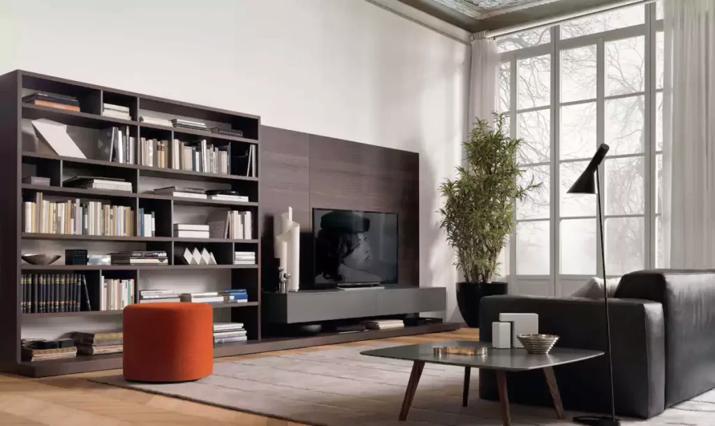 TV storage along one wall best Small Living Room Ideas With TV 2022