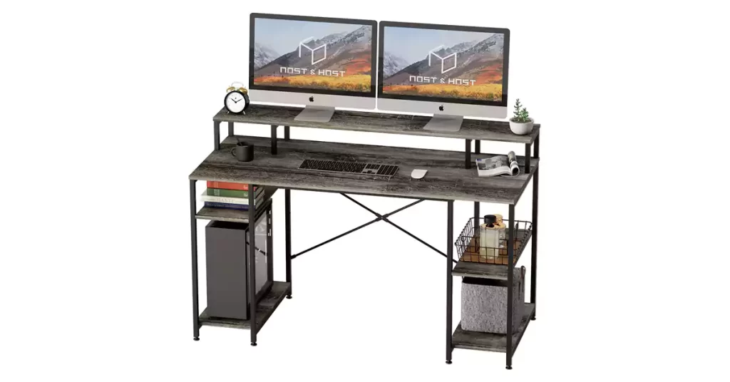 Best Home Office Desk For Multiple Monitors Nost & Host 55 Inch Dual Monitor Desk