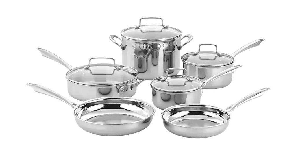 Best Cookware For Electric stove Cuisinart TPS-10 Professional Performance Tri-Ply 10-Piece Classic Cookware Set