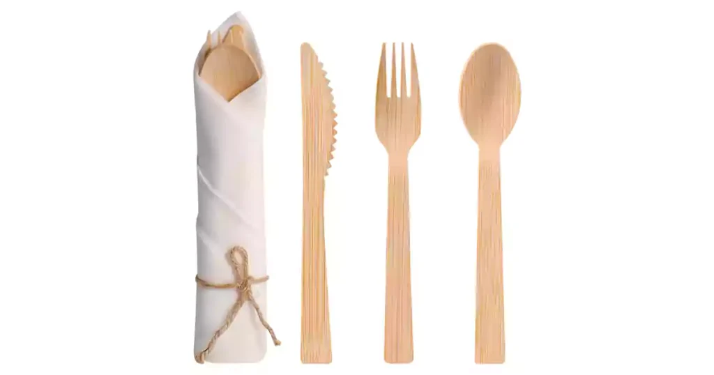 Pre Rolled Napkin and Bamboo Cutlery Set - 30Pack Bamboo Utensils