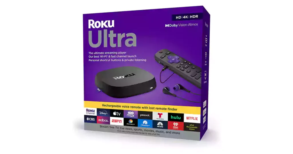 Roku Ultra 2022 4KHDR Dolby Vision Streaming Device and Roku Voice Remote Pro with Rechargeable Battery