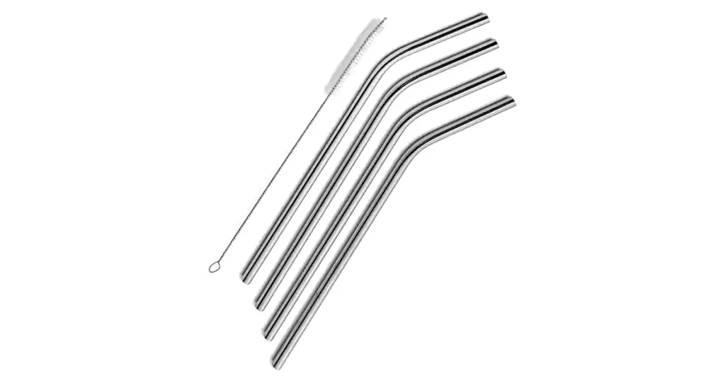 SipWell Stainless Steel Drinking Straws, Set of 4, Free Cleaning Brush Included